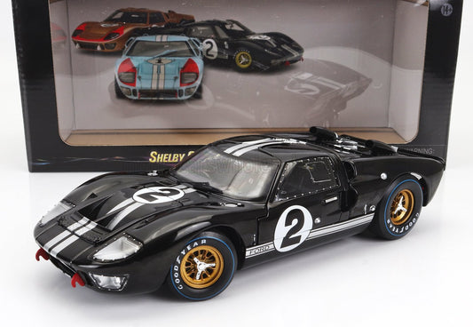 SHELBY-COLLECTIBLES - 1/18 - FORD USA - GT40 MKII 7.0L V8 TEAM SHELBY AMERICAN INC. N 2 WINNER 24h LE MANS 1966 B.McLAREN - C.AMON - BLACK SILVER