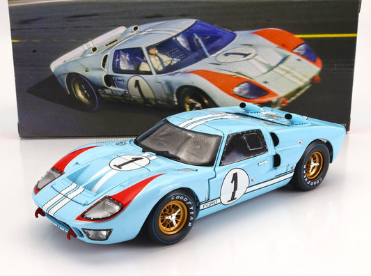 SHELBY-COLLECTIBLES - 1/18 - FORD USA - GT40 MKII 7.0L V8 TEAM SHELBY AMERICAN INC. N 1 2nd (BUT REALLY WINNER) 24h LE MANS 1966 K.MILES - D.HULME - LIGHT BLUE
