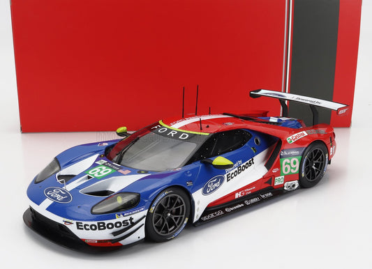 IXO-MODELS - 1/18 - FORD USA - GT 3.5L TURBO V6 TEAM FORD CHIP GANASSI UK N 69 LMGTE PRO 24h LE MANS 2017 R.BRISCOE - S.DIX ON - R.WESTBROOK - RED BLUE WHITE