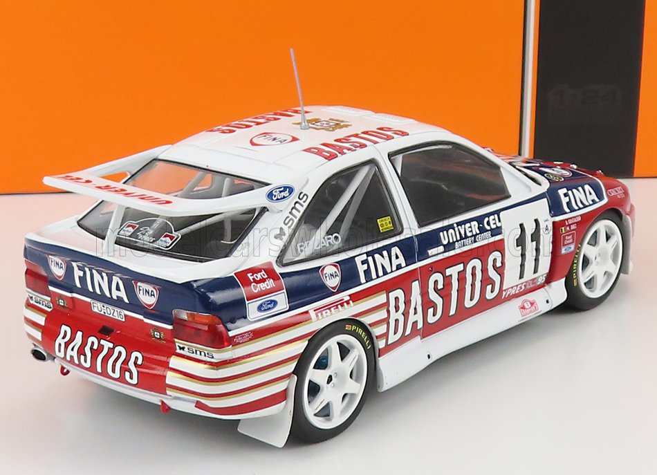 IXO-MODELS - 1/24 - FORD ENGLAND - ESCORT RS COSWORTH BASTOS N 11 RALLY YPRES 1995 M.DUEZ - D.GRATALOUP - RED WHITE BLUE