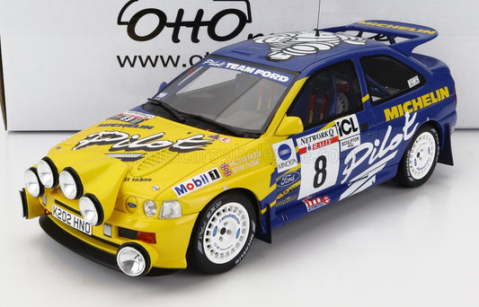 OTTO-MOBILE - 1/18 - FORD ENGLAND - ESCORT RS COSWORTH MICHELIN N 8 3rd RALLY RAC LOMBARD 1993 M.WILSON - BLUE YELLOW