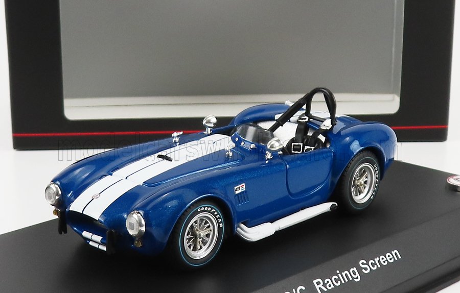 KYOSHO - 1/43 - FORD USA - SHELBY COBRA 427/SC SPIDER RACING SCREEN 1965 - BLUE MET WHITE