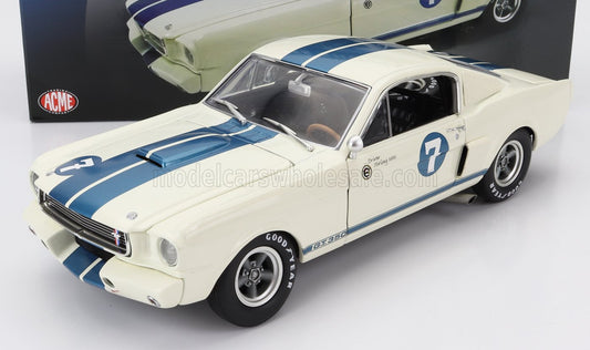 ACME-MODELS - 1/18 - FORD USA - MUSTANG GT350 N 7 COUPE STIRLING MOSS TRIBUTE 1966 - WHITE BLUE