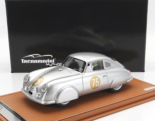 TECNOMODEL - 1/18 - PORSCHE - 356 SL N 75 SPECIAL EDITION OF THE FIRST 24h LE MANS WINNER OF CATEGORY 1951 - GUARANTEE PAPER INCLUDED - SILVER