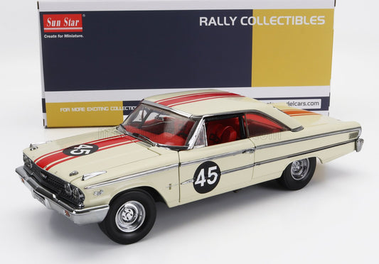 SUN-STAR - 1/18 - FORD USA - GALAXIE 500XL N 45 RACING 1964 J.SEARS - WINNER BRITISH SALOON CAR CHAMPIONSHIP - CREAM RED