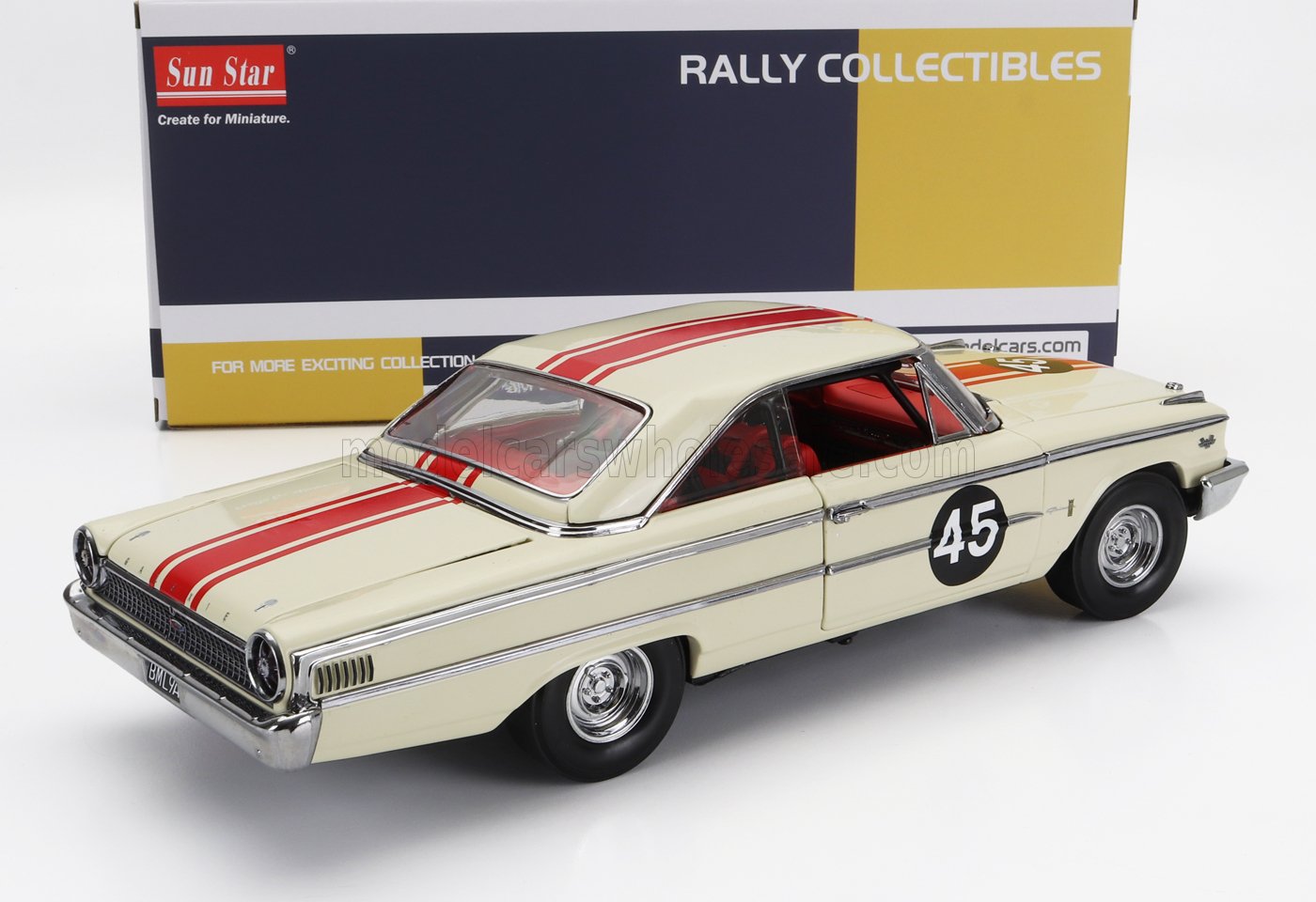 SUN-STAR - 1/18 - FORD USA - GALAXIE 500XL N 45 RACING 1964 J.SEARS - WINNER BRITISH SALOON CAR CHAMPIONSHIP - CREAM RED