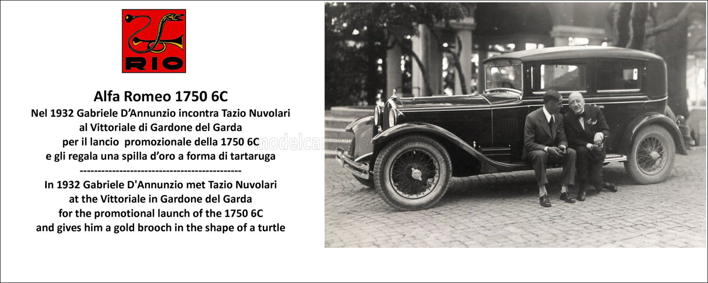 RIO-MODELS - ALFA ROMEO - 1750 6C WITH GABRIELE D'ANNUNZIO AND TAZIO NUVOLARI FIGURES 1932