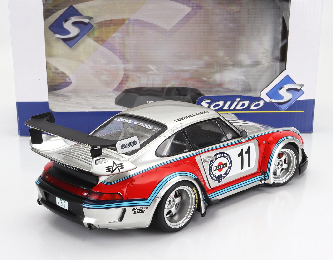 SOLIDO - 1/18 - PORSCHE - 911 993 RWB BODYKIT N 11 MARTINI RACING LIVERY COUPE 2020 - SILVER RED BLUE