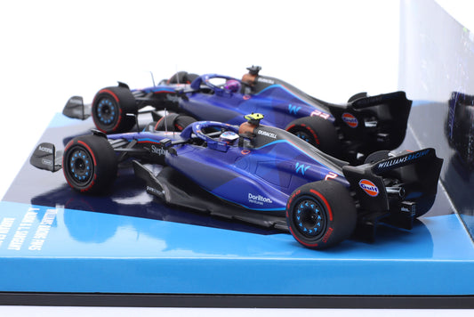 SPARK-MODEL - WILLIAMS - SET F1 2X FW45 TEAM WILLIAMS RACING N 23 10th BAHRAIN GP 2023 ALEXANDER ALBON + N 2 BAHRAIN GP 2023 LOGAN SARGEANT