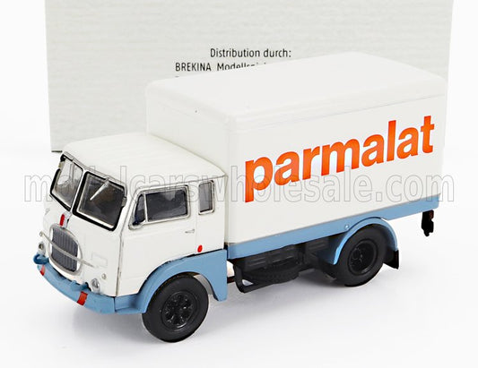 BREKINA PLAST - 1/87 - FIAT - 642 TRUCK CASSONATO PARMALAT 1962 - WHITE LIGHT BLUE