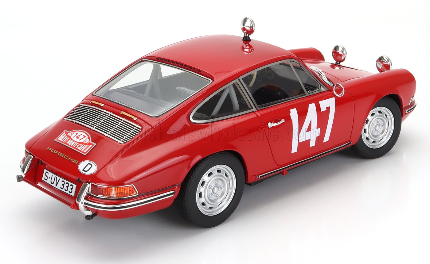 MATRIX SCALE MODELS - 1/18 - PORSCHE - 911S COUPE N 147 WINNER CLASS RALLY MONTECARLO 1965 HERBERT LINGE - PETER FALK - RED