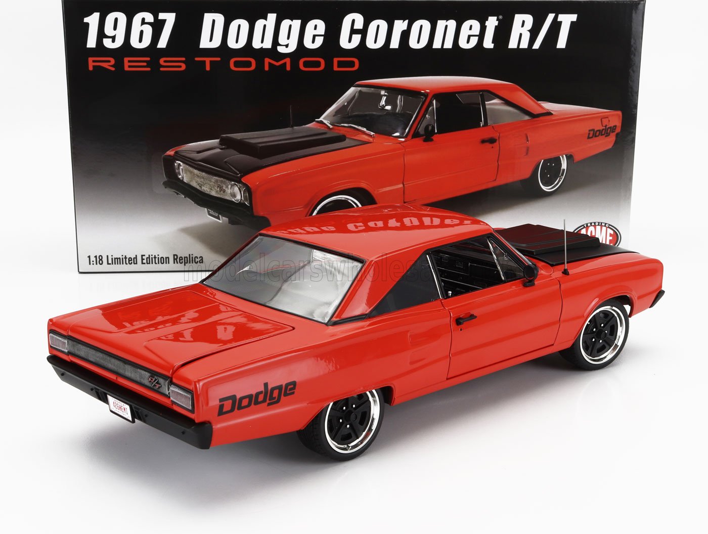 ACME-MODELS - 1/18 - DODGE - CORONET R/T RESTOMOD 1967 - ORANGE BLACK