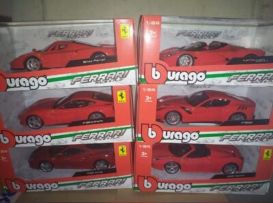 Burago Collezione (Aperta, Enzo, F12 TDF, Ferrari 488 GTB, F12 Berlinetta 458 Spider) 1/24
