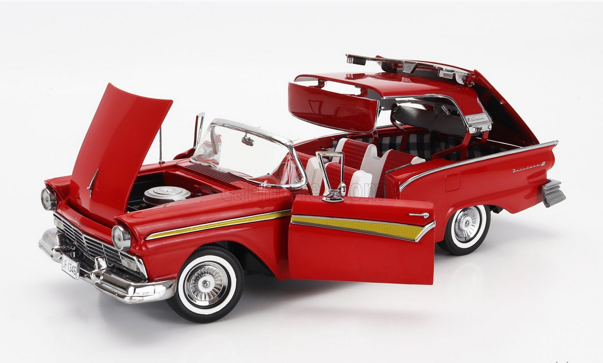 SUN-STAR - 1/18 - FORD USA - FAIRLANE 500 SKYLINER CABRIOLET OPEN 1957 - FLAME RED