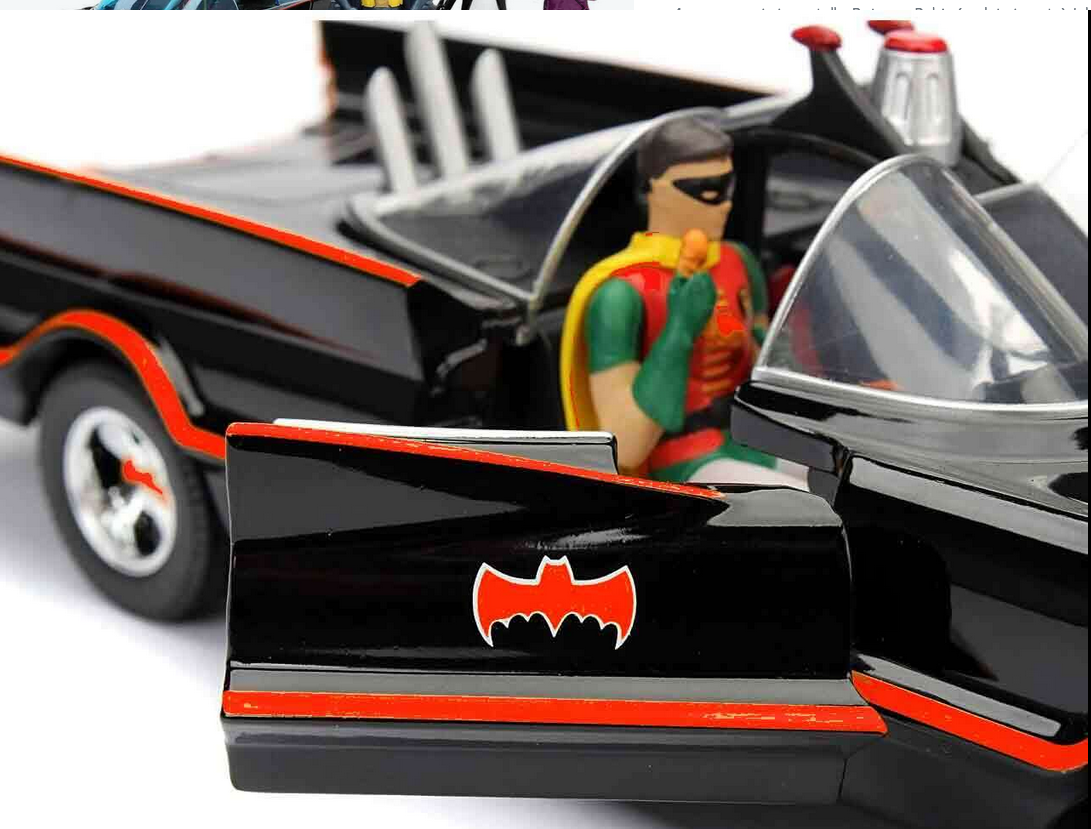 JADA  - Batman 1966 - batmobile deluxe edition with batman, robin, joker & the penguin