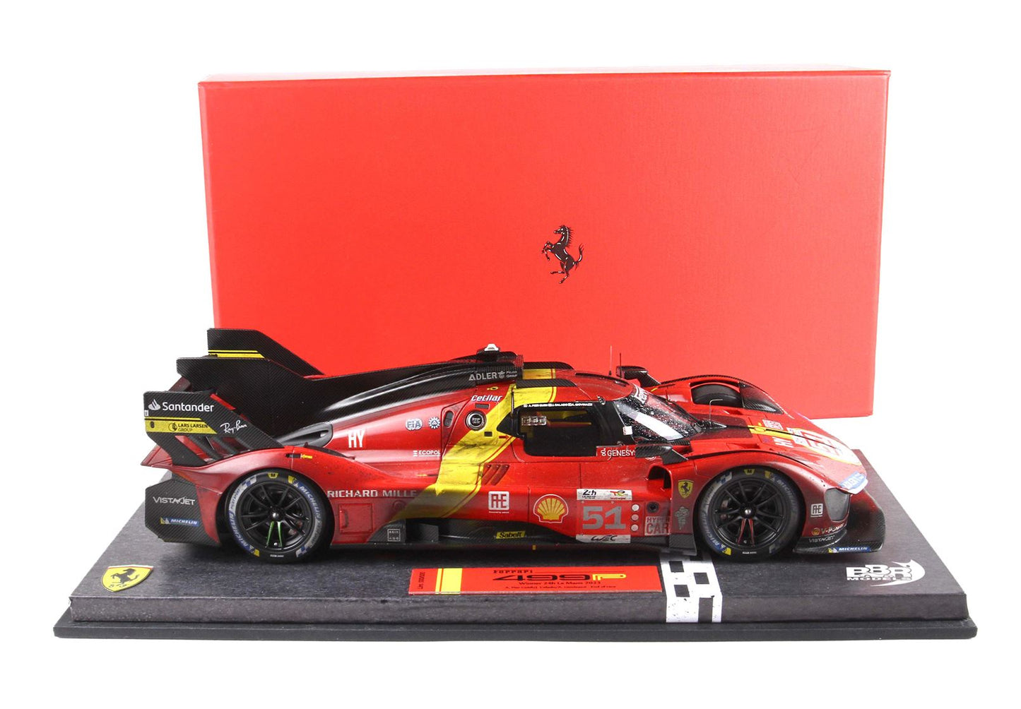 BBRModels - Ferrari 499P vincitrice Le Mans 2023 Edizione limitata usure fine gara  con Vetrinetta inclusa