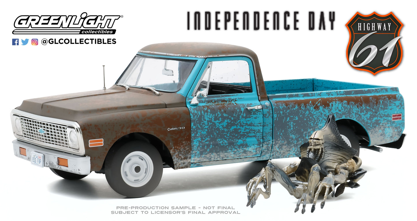 Highway 61 Independence Day (1996) - 1971 Chevrolet C-10 con Alien Figure 1/18