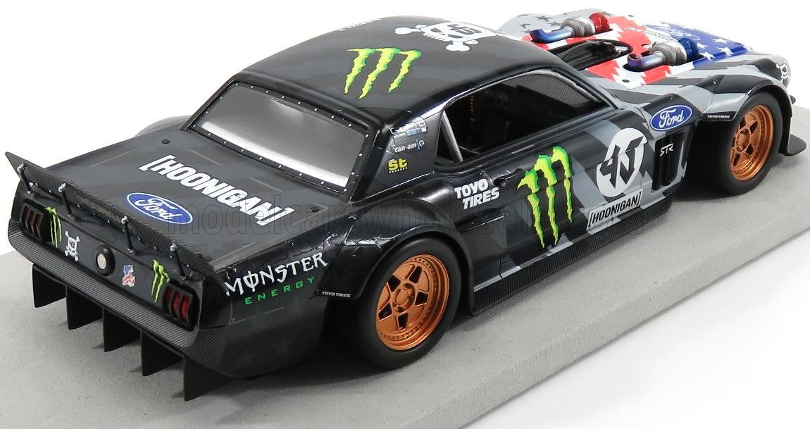 TOPMARQUES - 1/18 - FORD USA - MUSTANG HOONIGAN V2 N 43 PIKES PEAK 1965 KEN BLOCK - WHITE GREY BLACK