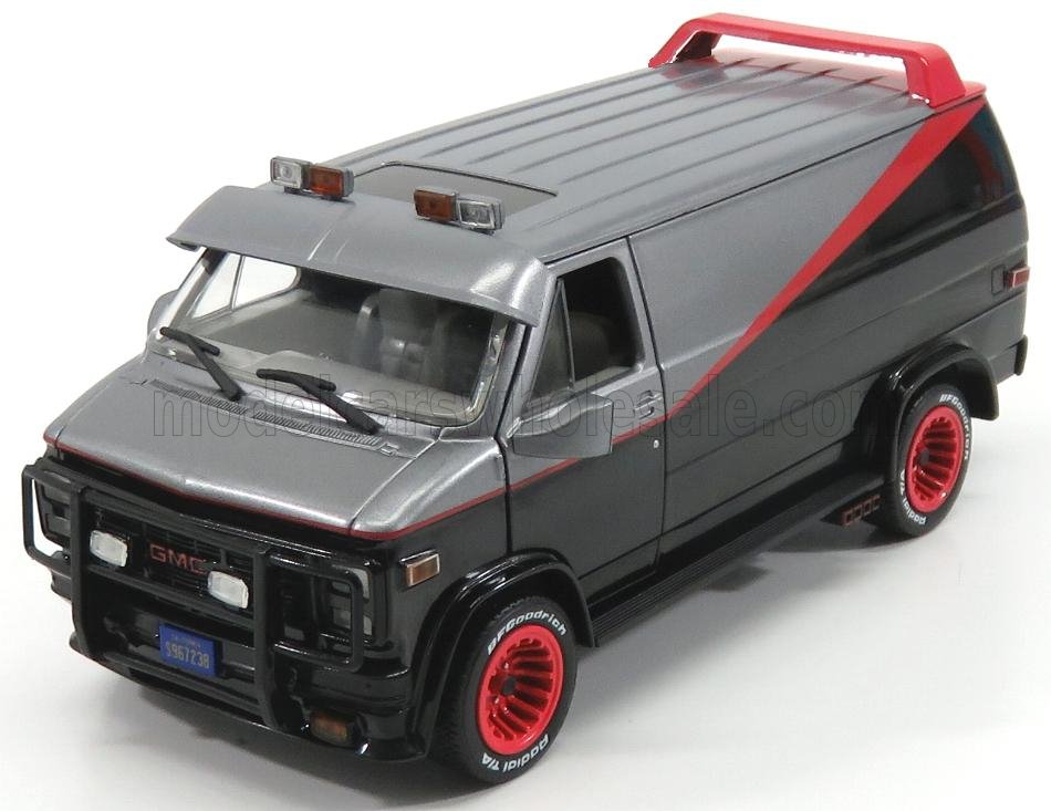 GREENLIGHT - 1/24 - GMC - VANDURA CARGO G.SERIES VAN - A-TEAM - 1983 - BLACK GREY MET RED