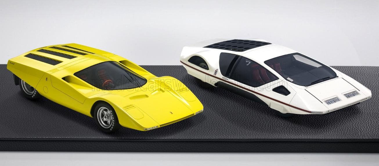 TOPMARQUES - 1/18 - FERRARI - PININFARINA SET - MODULO 1970 + 512S SPECIALE 1969 - WHITE YELLOW