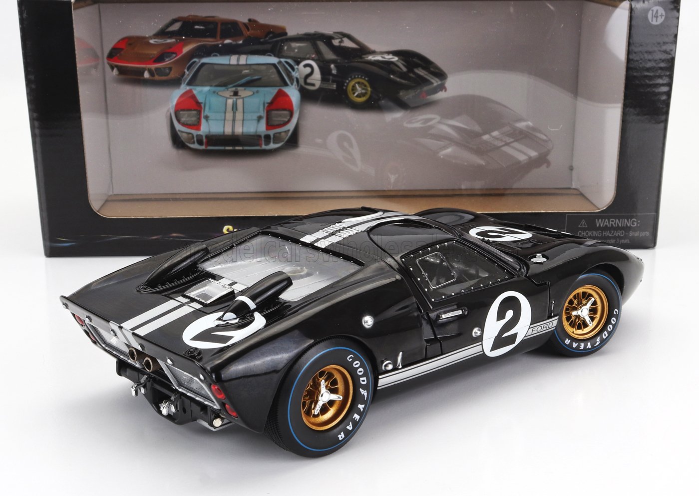 SHELBY-COLLECTIBLES - 1/18 - FORD USA - GT40 MKII 7.0L V8 TEAM SHELBY AMERICAN INC. N 2 WINNER 24h LE MANS 1966 B.McLAREN - C.AMON - BLACK SILVER