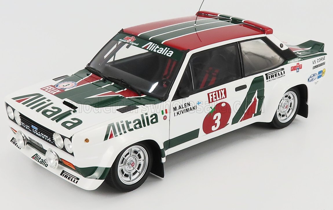 KYOSHO - 1/18 - FIAT - 131 ABARTH ALITALIA N 3 WINNER RALLY 1000 LAKES 1978 M.ALEN - I.KIVIMAKI - WHITE GREEN RED