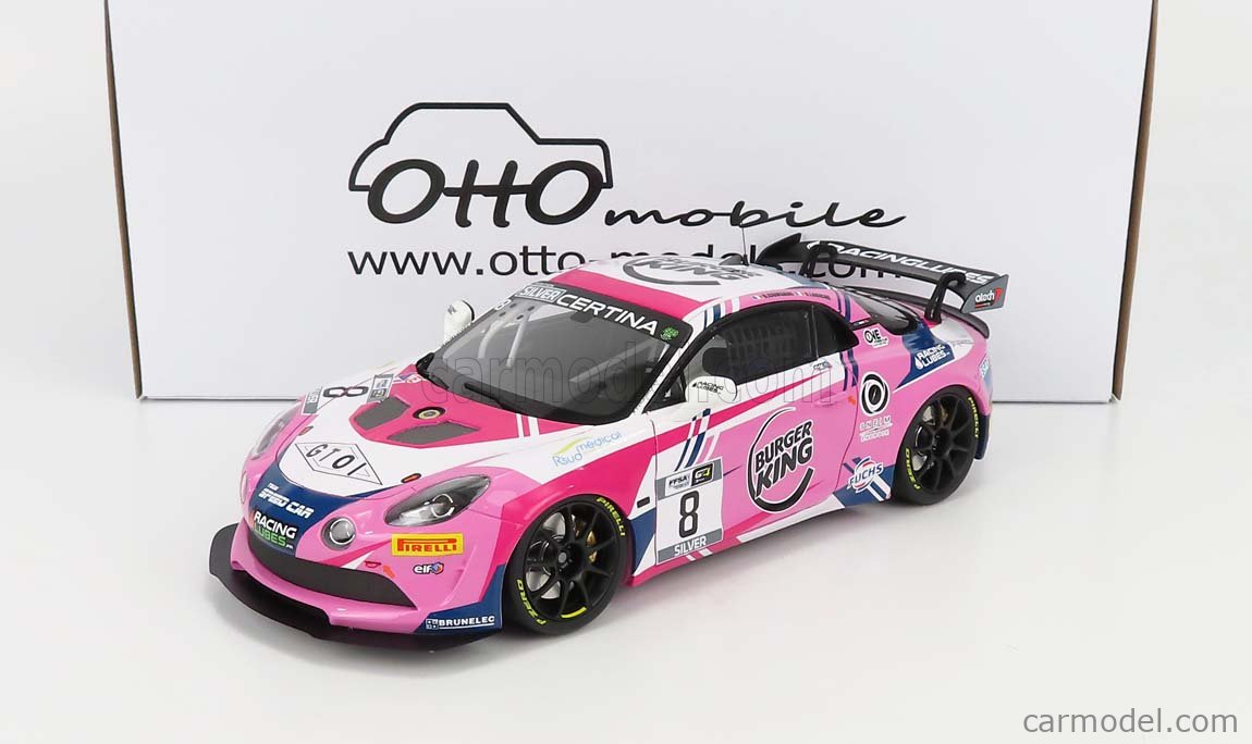 OTTO-MOBILE - 1/18 - RENAULT - A110 ALPINE GT4 TEAM SEED CAR N 8 2020 - PINK WHITE