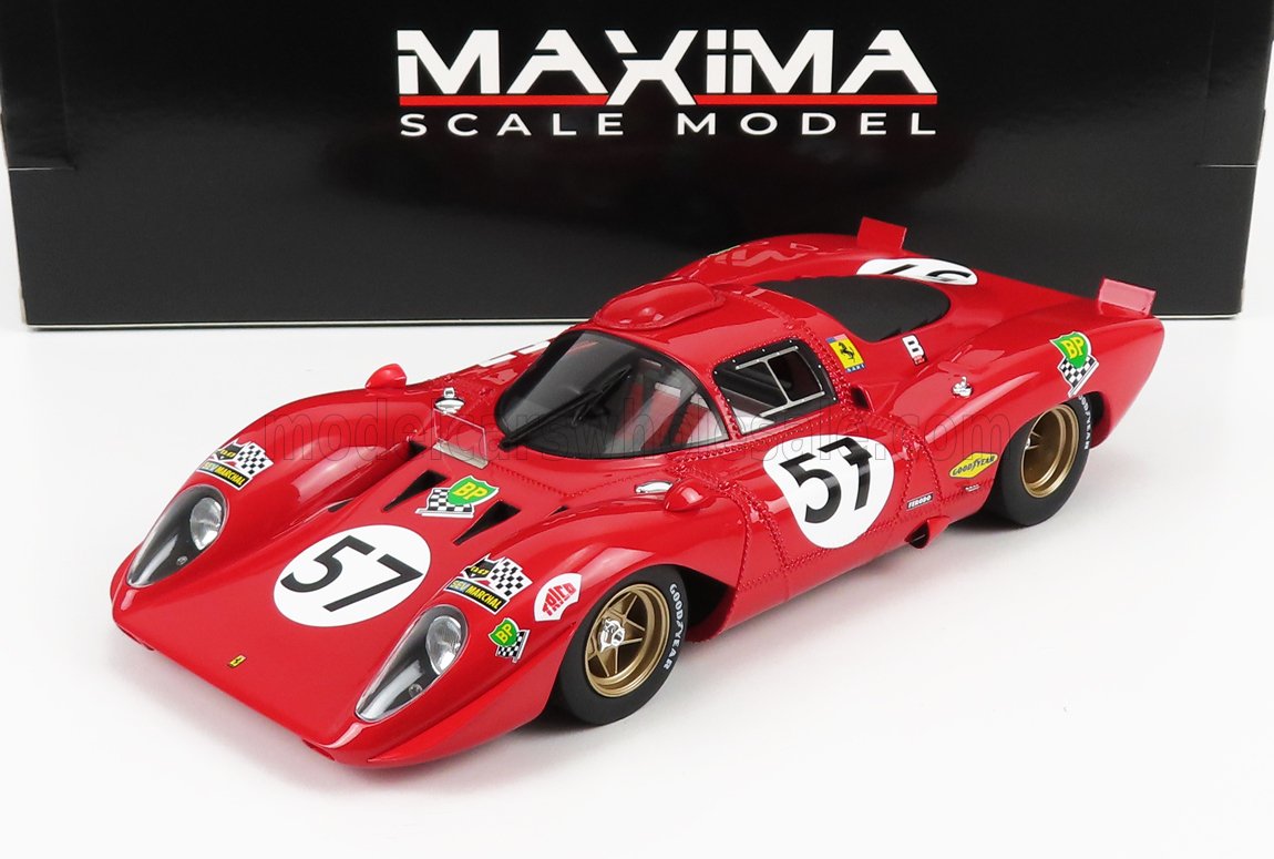 MAXIMA - 1/18 - FERRARI - 312P 3.0L V12 COUPE TEAM N.A.R.T N 57 24h LE MANS 1970 CHUCK PARSONS – TONY ADAMOWICZ - RED