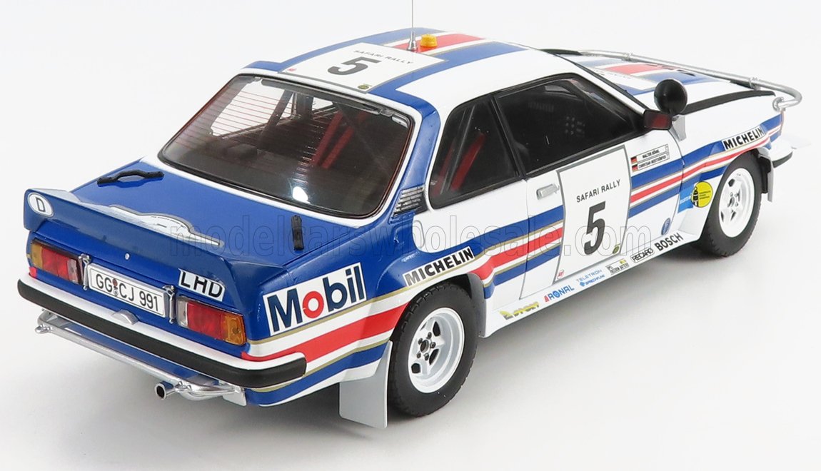 SUN-STAR - 1/18 - OPEL - ASCONA 400 (night version) N 5 RALLY SAFARI 1982 W.ROHRL - C.GEISTDORFER - WHITE BLUE RED