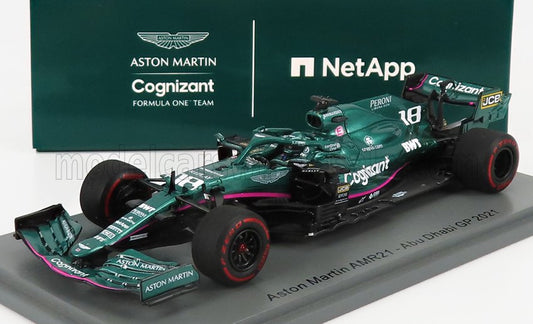 SPARK-MODEL - ASTON MARTIN - F1 AMR21 MERCEDES M12 EQ POWER+ TEAM COGNIZANT FORMULA ONE N 18 ABU DHABI GP 2021 LANCE STROLL - 100th GP