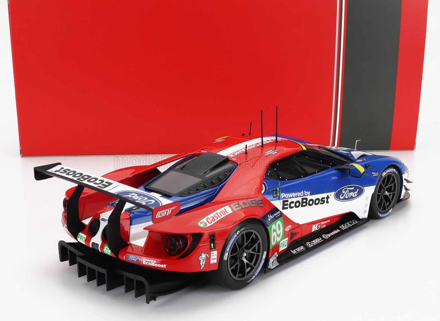 IXO-MODELS - 1/18 - FORD USA - GT 3.5L TURBO V6 TEAM FORD CHIP GANASSI UK N 69 LMGTE PRO 24h LE MANS 2017 R.BRISCOE - S.DIX ON - R.WESTBROOK - RED BLUE WHITE