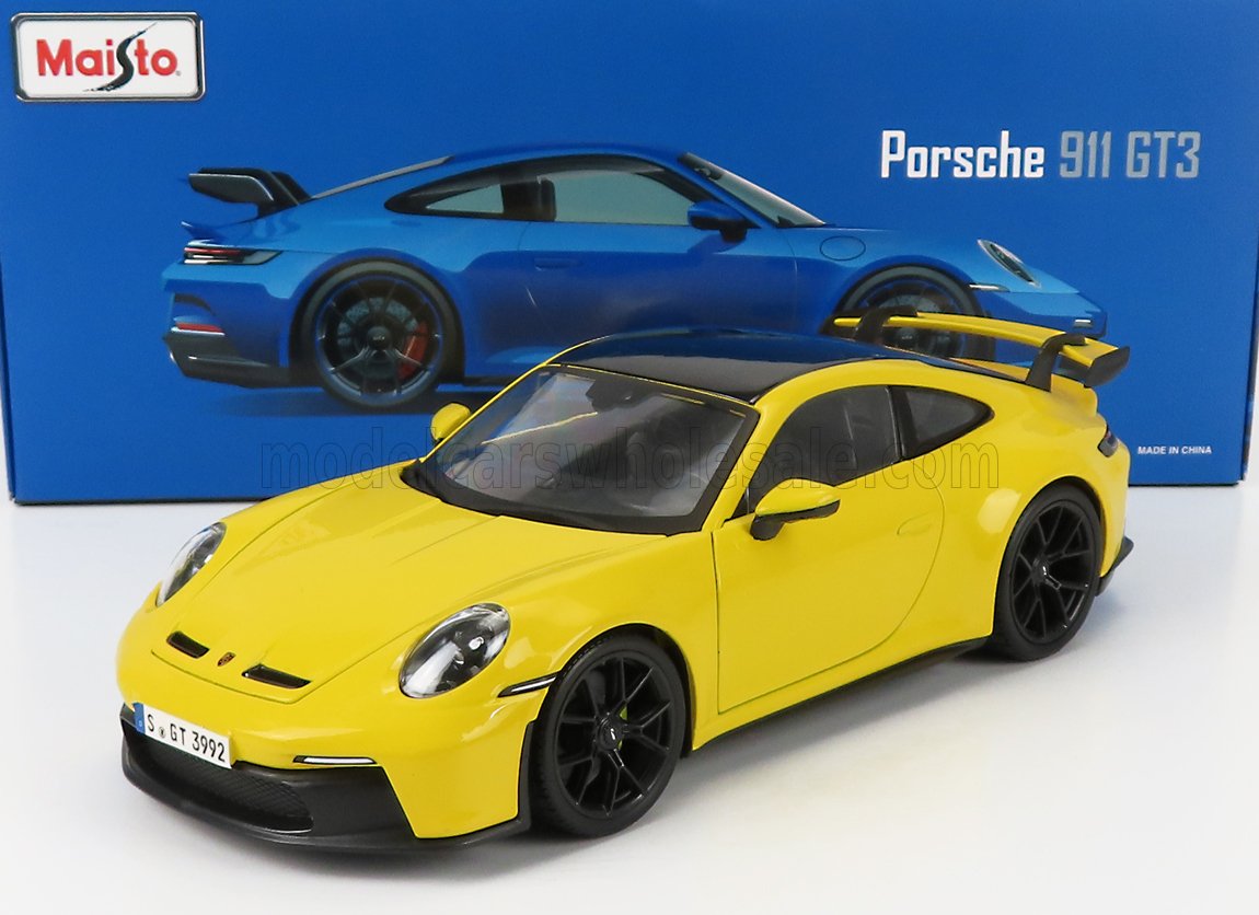 MAISTO - 1/18 - PORSCHE - 911 992 GT3 COUPE 2022 - EXCLUSIVE CARMODEL - YELLOW