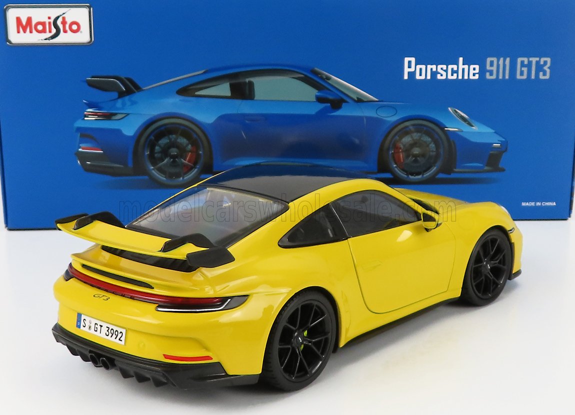 MAISTO - 1/18 - PORSCHE - 911 992 GT3 COUPE 2022 - EXCLUSIVE CARMODEL - YELLOW