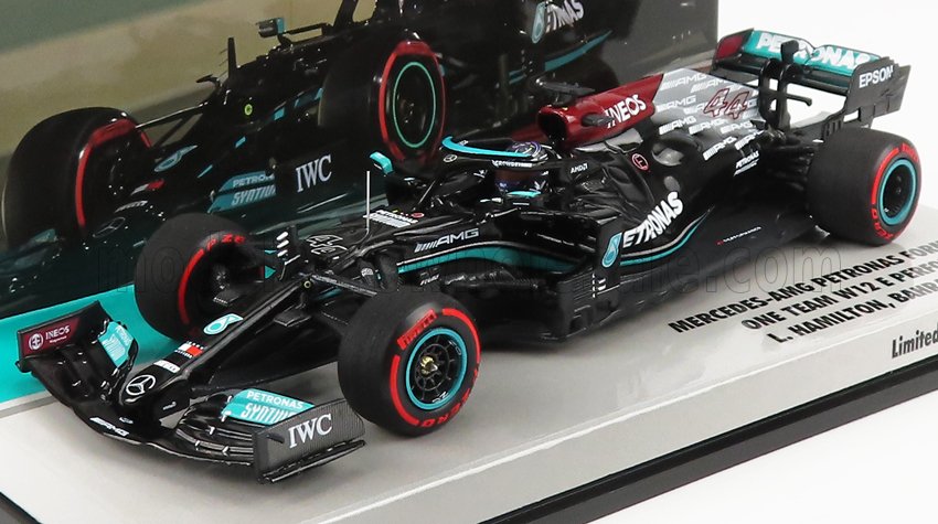 MINICHAMPS - MERCEDES GP - F1 W12 MERCEDES M12 EQ POWER+ TEAM AMG PETRONAS MOTORSPORT FORMULA ONE N 44 WINNER BAHRAIN GP 2021 LEWIS HAMILTON