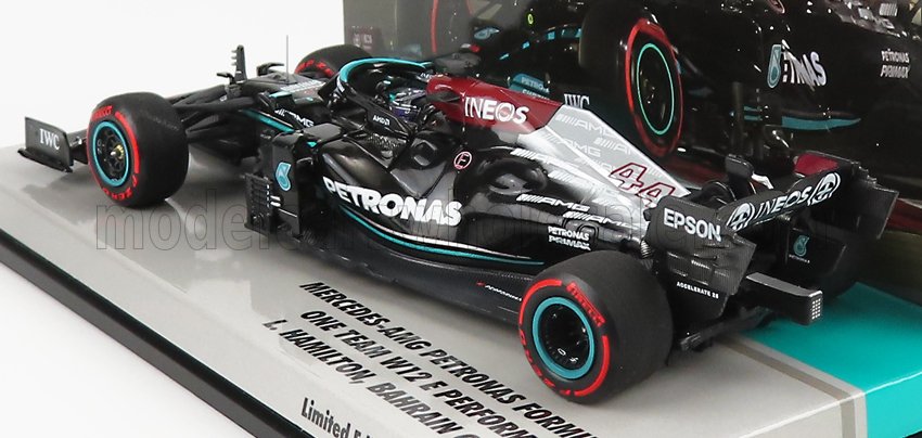 MINICHAMPS - MERCEDES GP - F1 W12 MERCEDES M12 EQ POWER+ TEAM AMG PETRONAS MOTORSPORT FORMULA ONE N 44 WINNER BAHRAIN GP 2021 LEWIS HAMILTON