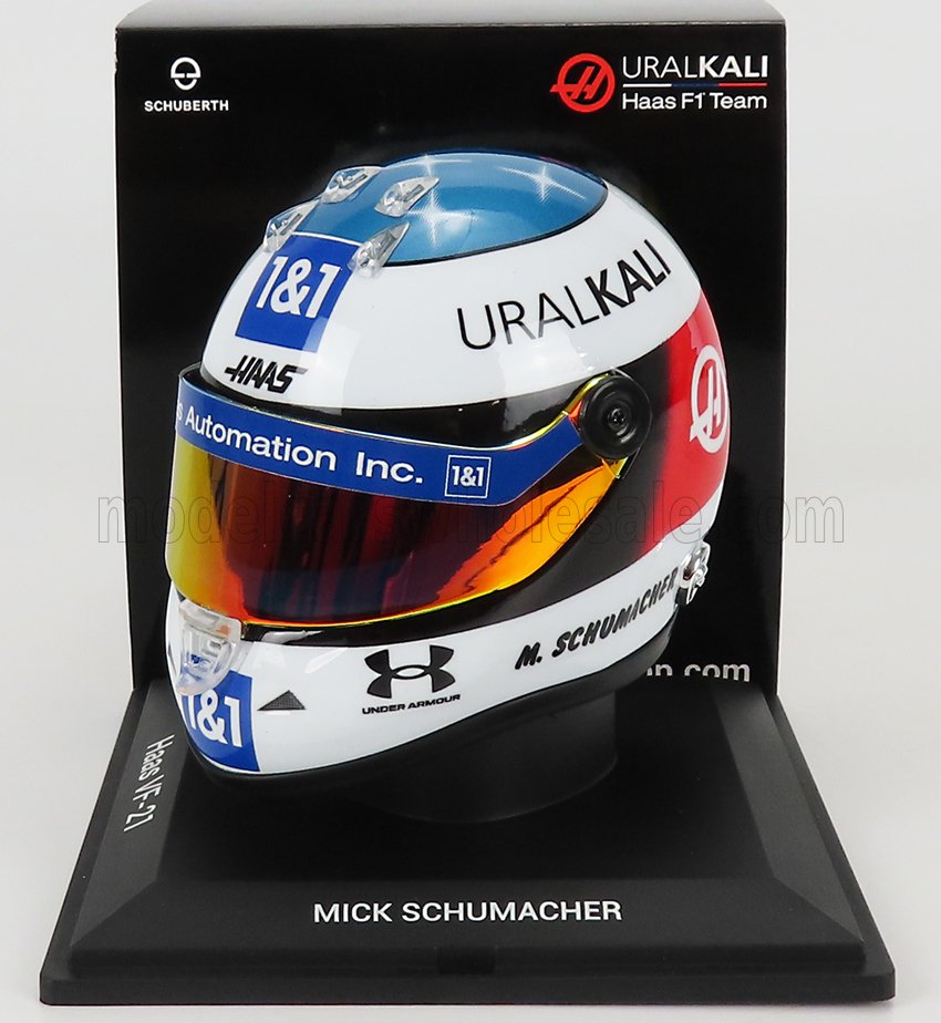 MINI HELMET - SCHUBERTH HELMET - F1 CASCO HELMET TEAM HAAS VF-21 BELGIAN GP 2021 SPA  MICK SCHUMACHER