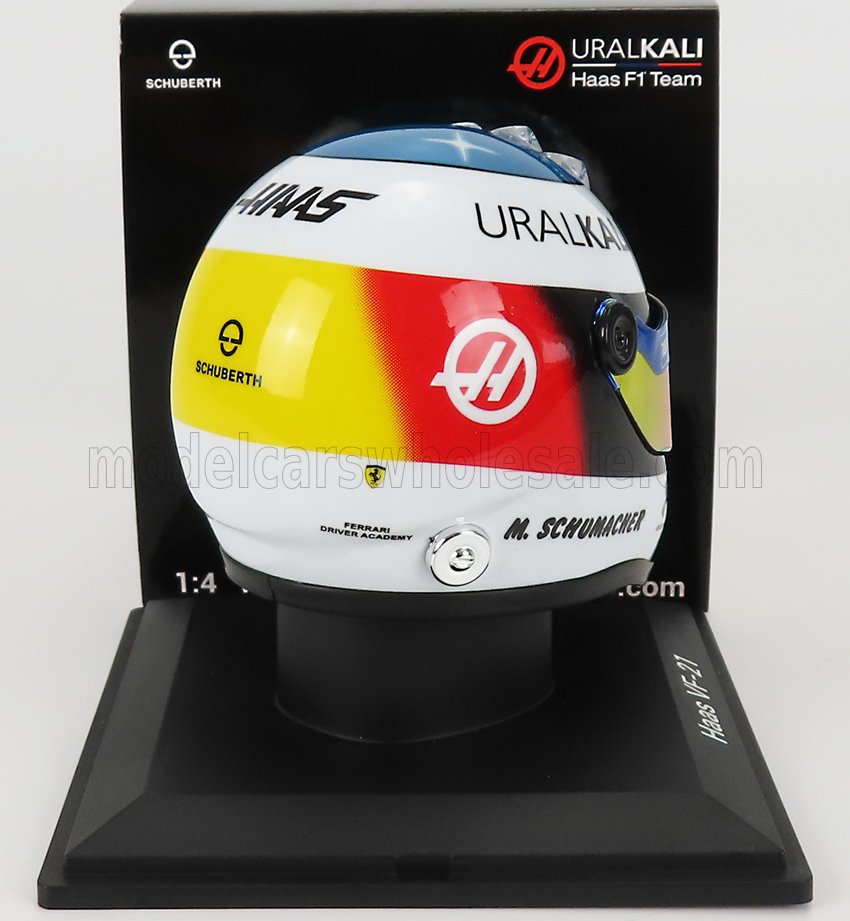 MINI HELMET - SCHUBERTH HELMET - F1 CASCO HELMET TEAM HAAS VF-21 BELGIAN GP 2021 SPA  MICK SCHUMACHER