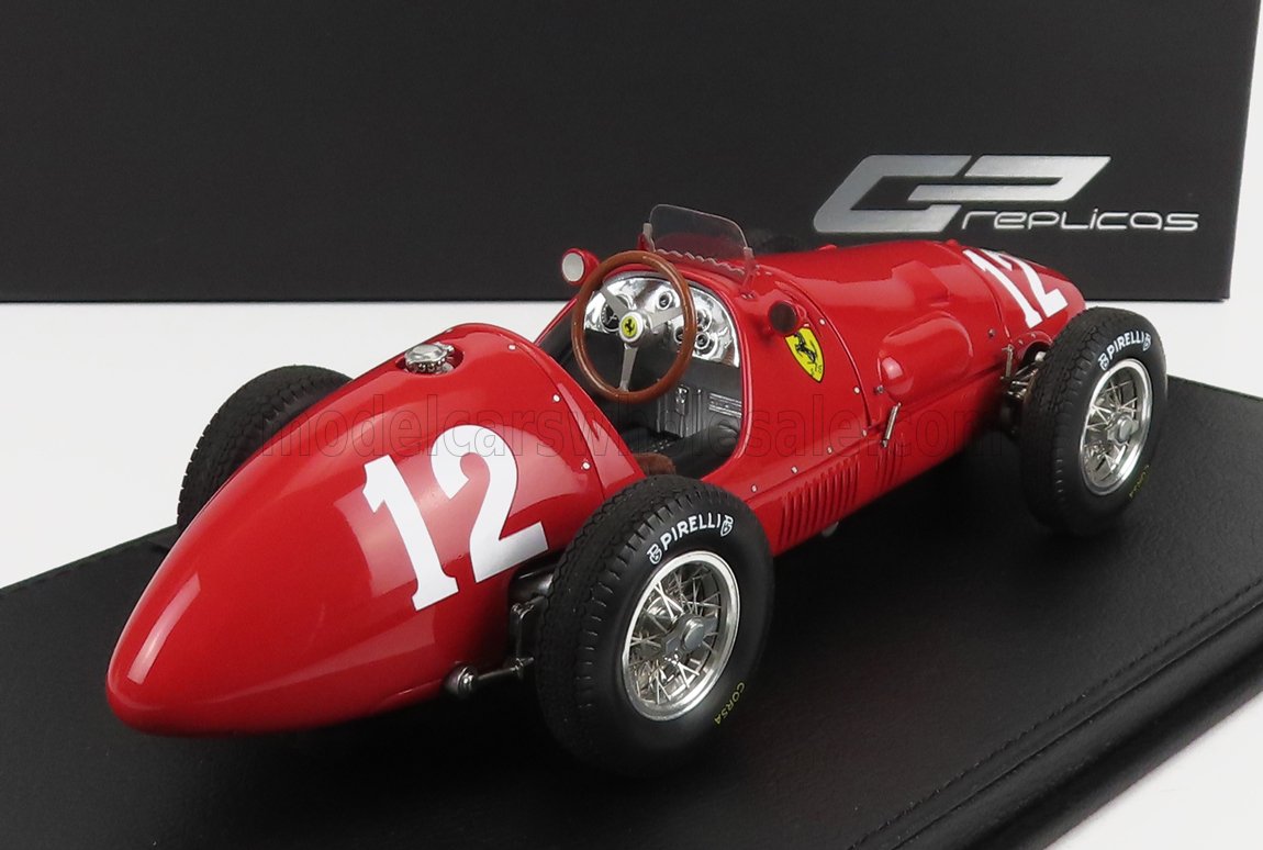 GP-REPLICAS - 1/18 - FERRARI - F1 500 F2 SCUDERIA FERRARI N 12 3rd FRANCE GP 1952 PIERO TARUFFI - CON VETRINA - WITH SHOWCASE - RED