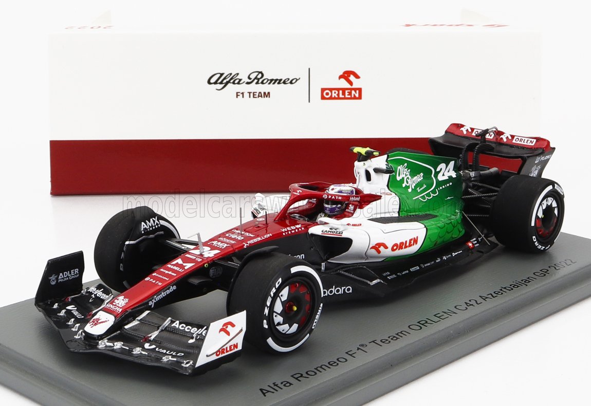 SPARK-MODEL - 1/43 - ALFA ROMEO - F1 C42 TEAM ORLEN RACING N 24 AZERBAIJAN GP 2022 GUANYU ZHOU - WHITE RED MET GREEN