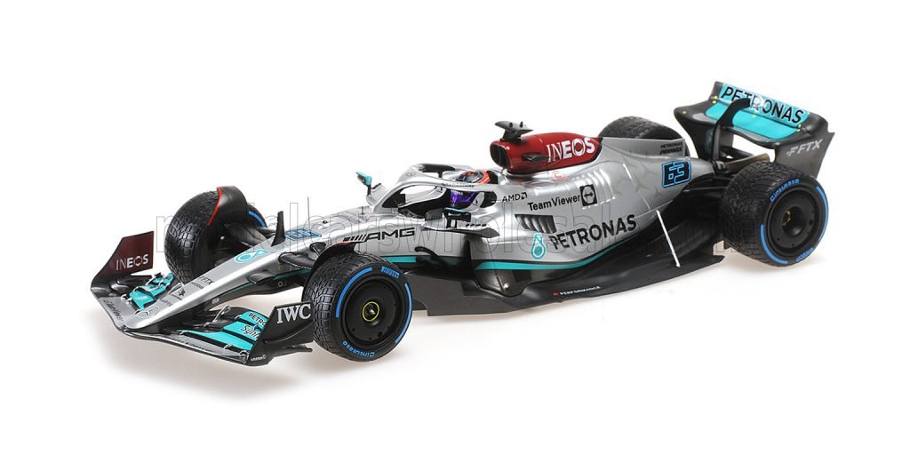 MINICHAMPS - MERCEDES GP - F1 W13E TEAM MERCEDES-AMG PETRONAS F1 N 63 MONACO GP WITH RAIN TIRES 2022 GEORGE RUSSEL