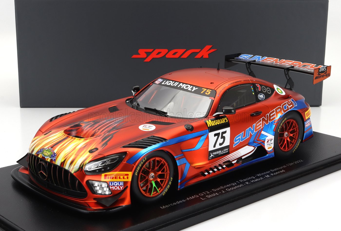 SPARK-MODEL - 1/18 - MERCEDES BENZ - AMG GT3 TEAM SUN ENERGY 1 RACING N 75 24h DAYTONA ROLEX 2022 L.STOLZ - J.GOUNON - K.HABUL - M.KONRAD - MATT ORANGE