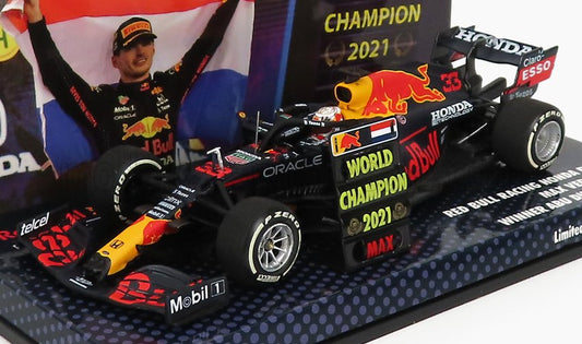 MINICHAMPS - RED BULL - F1 RB16B HONDA RA620H TEAM ASTON MARTIN N 33 WINNER ABU DHABI GP 2021 WITH PIT BOARD WORLD CHAMPION  MAX VERSTAPPEN