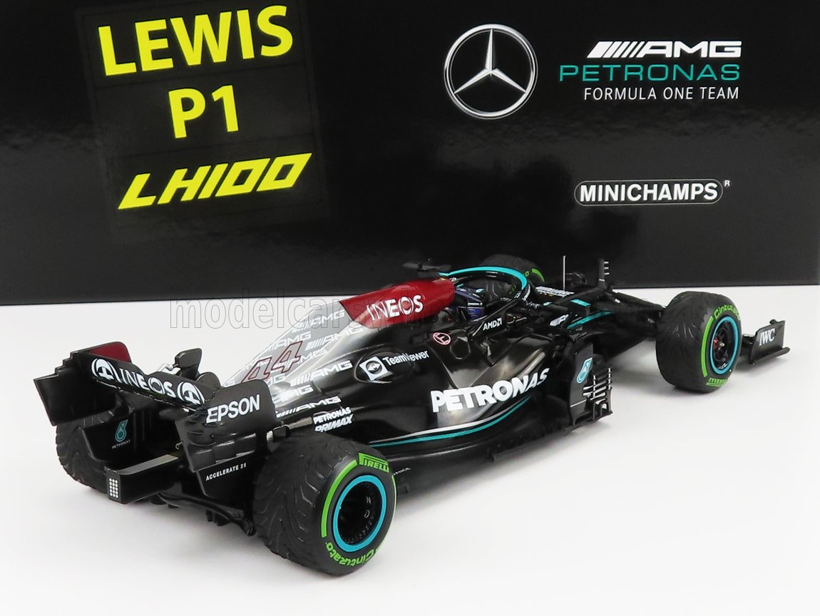 MINICHAMPS - MERCEDES GP - F1 W12 MERCEDES M12 EQ POWER+ TEAM AMG PETRONAS MOTORSPORT FORMULA ONE N 44 WINNER SOTCHI RUSSIAN GP 2021 LEWIS HAMILTON -  -100th VICTORY F1 WITH PIT BOARD