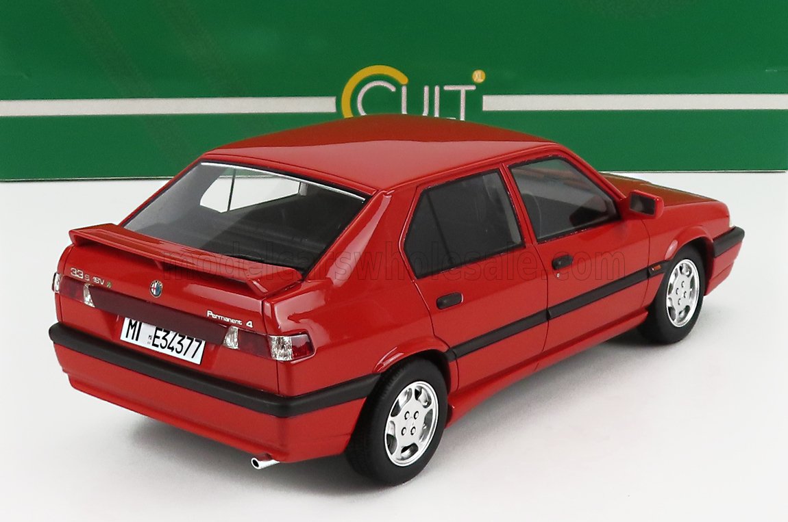 CULT-SCALE MODELS - 1/18 - ALFA ROMEO - 33 S QV PERMANENT 4 1991 - RED