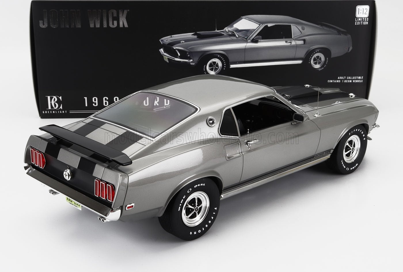 GREENLIGHT - 1/12 - FORD USA - MUSTANG BOSS 429 COUPE 1969 - JOHN WICK MOVIE I 2014 - GREY MET