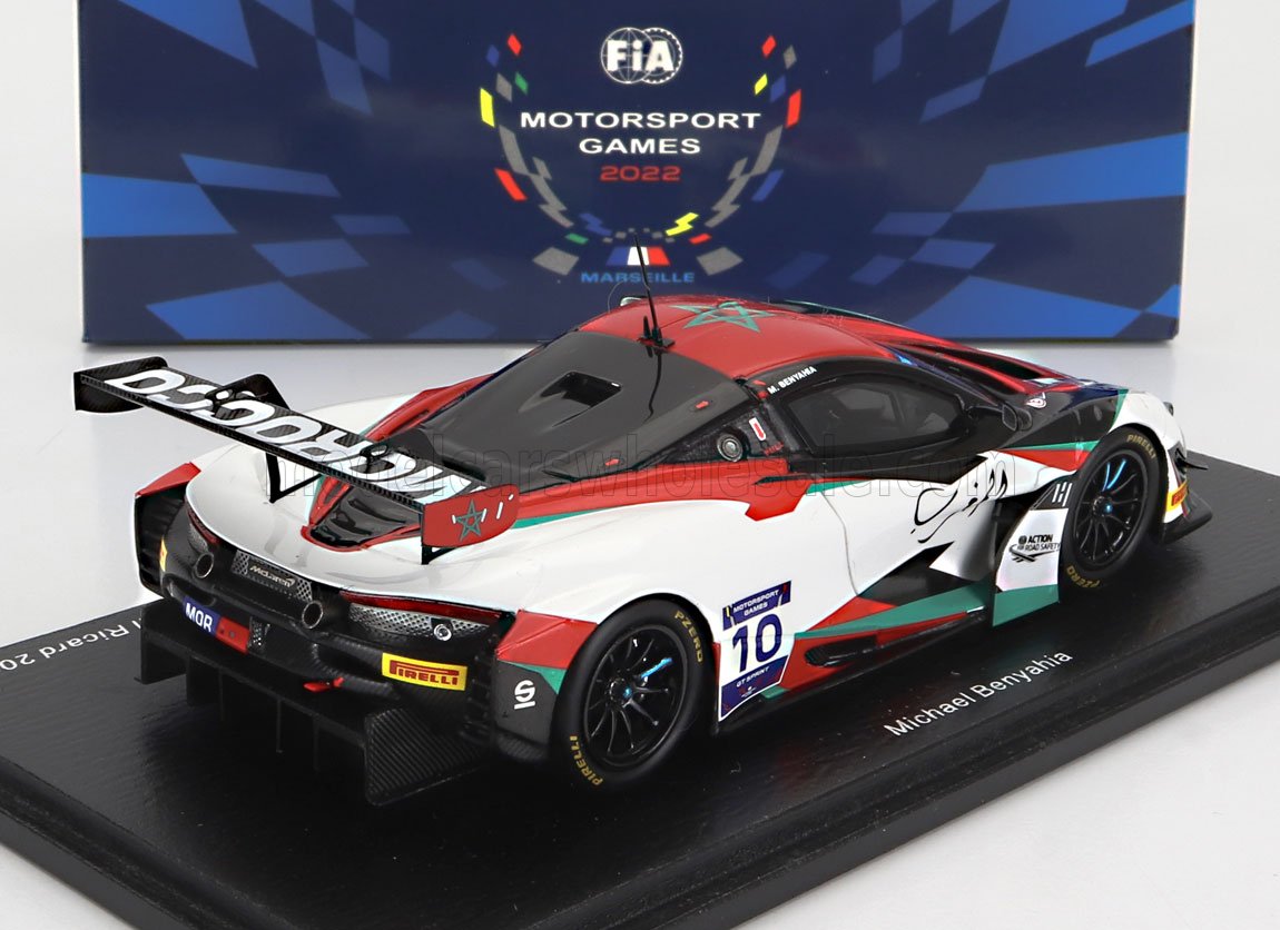 SPARK-MODEL - 1/43 - McLAREN - 720S GT3 TEAM MOROCCO N 10 FIA MOTORSPORT GAMES SPRINT CUP PAUL RICHARD 2022 M.BANYAHIA - WHITE RED