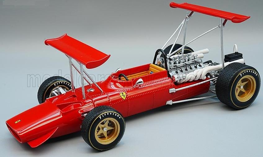 TECNOMODEL - 1/18 - FERRARI - F1 312 DOPPIO ALETTONE N 0 TEST DRIVE MODENA 1969 CHRIS AMON - RED