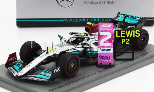 SPARK-MODEL - 1/43 - MERCEDES GP - F1 W13E TEAM MERCEDES-AMG PETRONAS F1 N 44 2nd BRAZILIAN GP 2022 LEWIS HAMILTON - SILVER GREEN