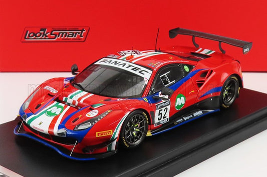 LOOKSMART - 1/43 - FERRARI - 488 GT3 EVO TEAM AF CORSE N 52 2nd PRO-AM CLASS 24h SPA 2021 A.BERTOLINI - J.WARTIQUE - L.MACHIELS - A.ROVERA - RED BLUE