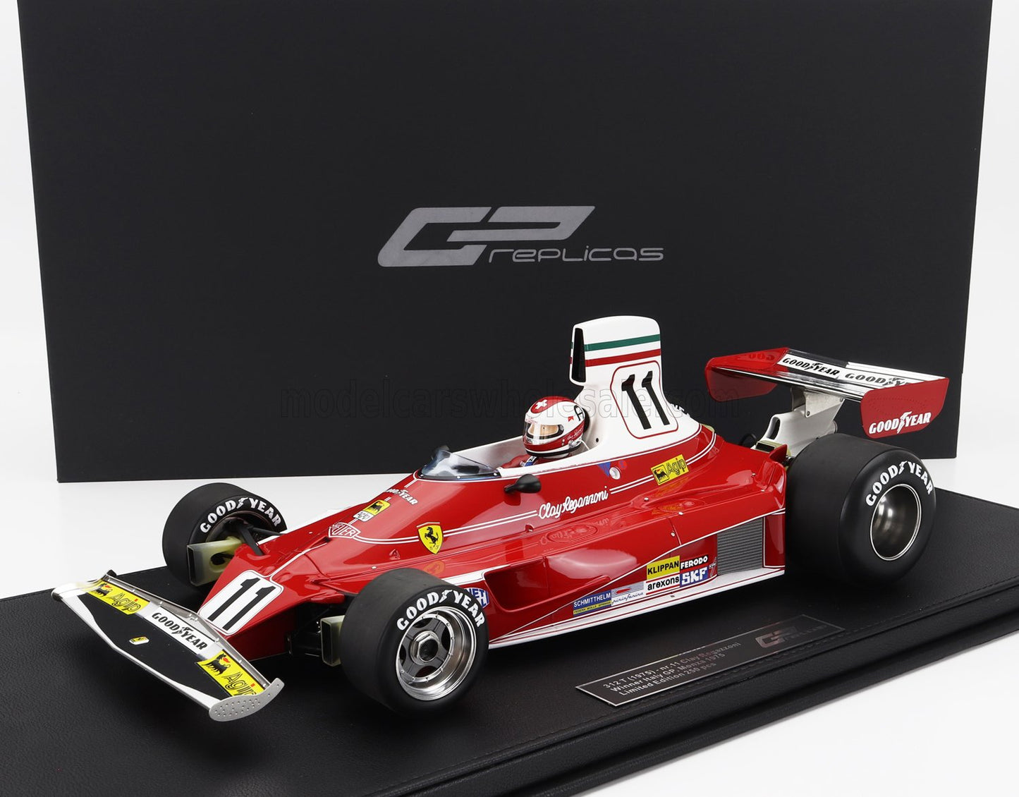 GP-REPLICAS - 1/12 - FERRARI - F1 312T TEAM FERRARI SEFAC N 11 WINNER ITALY MONZA GP (with pilot figure) 1975 CLAY REGAZZONI - RED WHITE